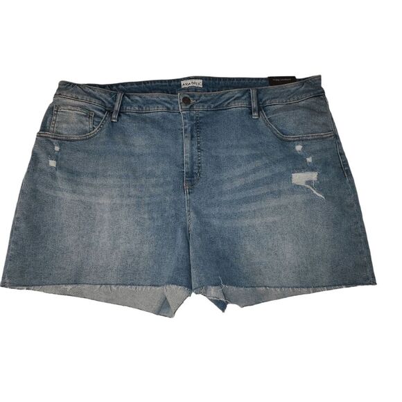 Ava & Viv Stretch High Rise Midi Distressed Raw Hem Jean Shorts Size 26. - Picture 1 of 8
